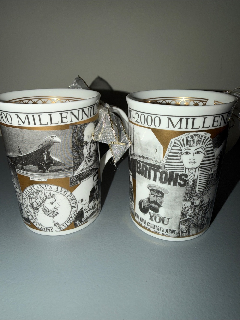 Crown Trent Millennium Commemorative  Mugs - 22-carat gold accents (Set of 2)